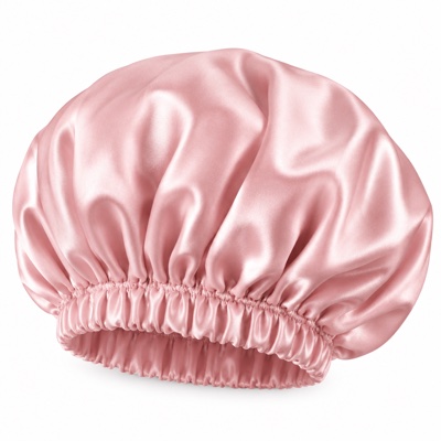 Ilustración de un gorro de satín rosa